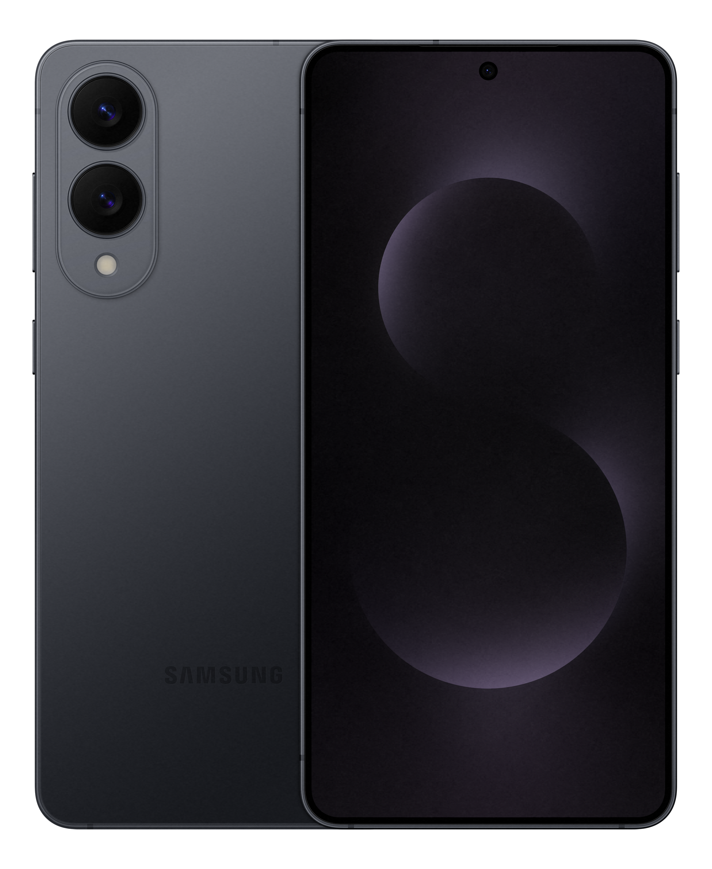 Dunkles Telefon mit Wirbeldesign auf dem Bildschirm. Seitenprofil sichtbar.