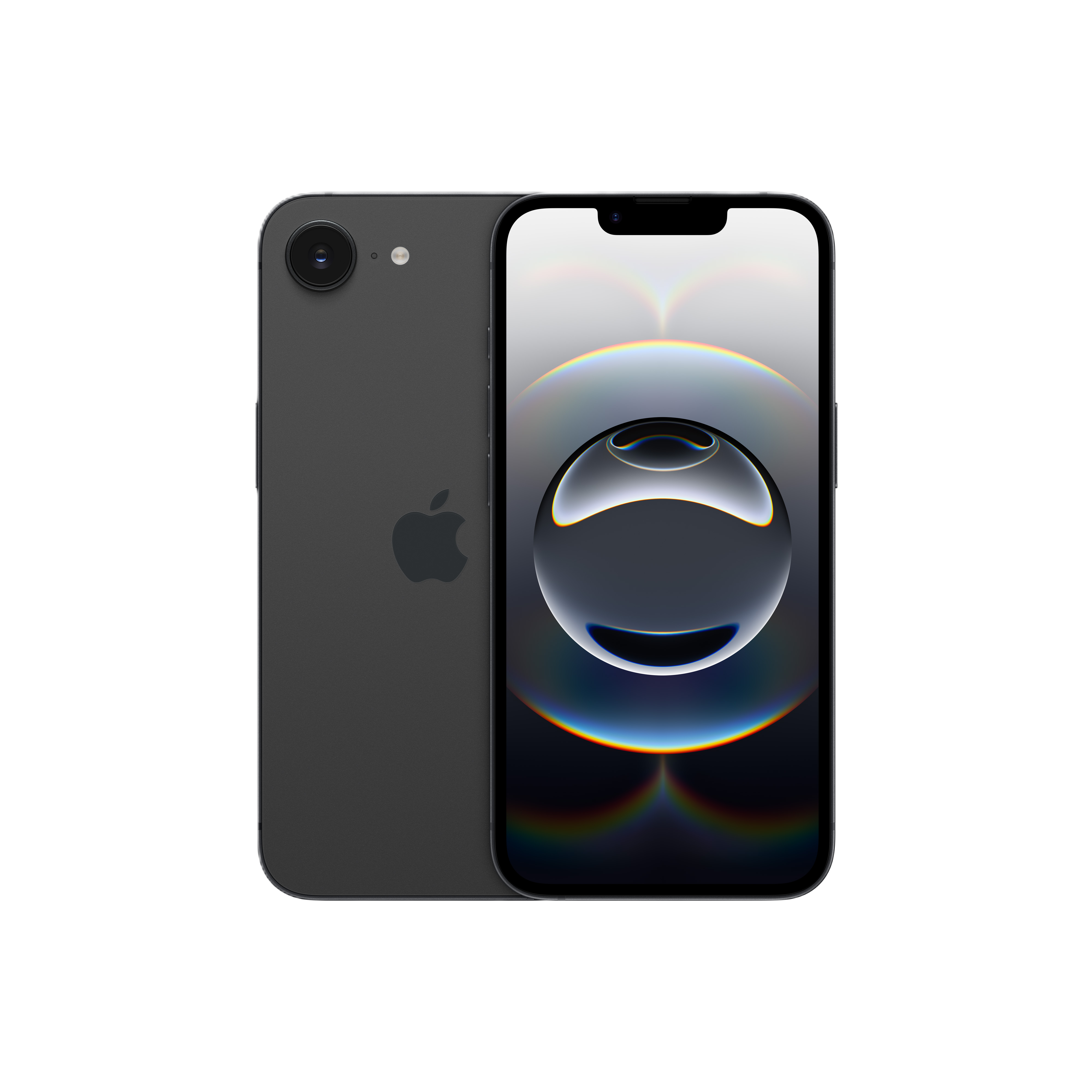 Zwei dunkelgraue Smartphones auf Schwarz. Eines zeigt einen Bildschirm mit verschwommenem Licht.